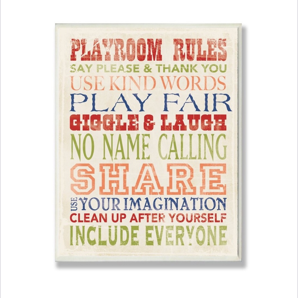 Colorful Playroom Rules Wall Art